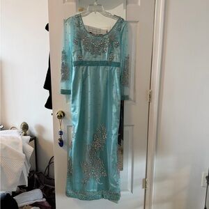 Elegant Blue Embellished Dress